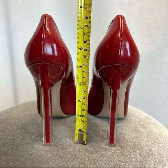 Casadei red patent leather high heel pumps with acrylic blade heel Sz 40 NWOB - Picture 5 of 9